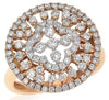 WIDE 1.15CT DIAMOND 18KT WHITE AND ROSE GOLD 3D FLOWER FOUR LEAF CLOVER FUN RING