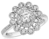 ESTATE .83CT DIAMOND 14KT WHITE GOLD 3D FLOWER STAR FILIGREE FUN RING
