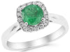 1.19CT DIAMOND & AAA EMERALD 18KT WHITE GOLD 3D HALO CLASSIC ENGAGEMENT RING