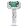 3.22CT DIAMOND & AAA EMERALD 14KT WHITE GOLD 3D SQUARE & ROUND ENGAGEMENT RING