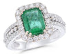 3.22CT DIAMOND & AAA EMERALD 14KT WHITE GOLD 3D SQUARE & ROUND ENGAGEMENT RING