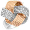 ESTATE LARGE 1.01CT DIAMOND 18KT WHITE & ROSE GOLD 3D MULTI ROW LOVE KNOT RING