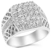 ESTATE LARGE 1.90CT DIAMOND 18KT WHITE GOLD 3D PAVE SQUARE CLUSTER FILIGREE RING