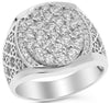 ESTATE LARGE 1.62CT DIAMOND 18KT WHITE GOLD 3D PAVE OVAL CLUSTER FILIGREE RING
