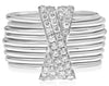 ESTATE WIDE .60CT DIAMOND 14KT WHITE GOLD 3D MULTI RING X LOVE STACKABLE RING