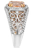 ESTATE 1.88CT DIAMOND & AAA MORGANITE 18KT WHITE & ROSE GOLD OVAL FILIGREE RING