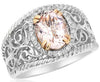 ESTATE 1.88CT DIAMOND & AAA MORGANITE 18KT WHITE & ROSE GOLD OVAL FILIGREE RING