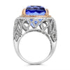 EXTRA LARGE 25.97CT DIAMOND & AAA TANZANITE 18KT WHITE & ROSE GOLD COCKTAIL RING