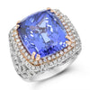 EXTRA LARGE 25.97CT DIAMOND & AAA TANZANITE 18KT WHITE & ROSE GOLD COCKTAIL RING
