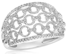 ESTATE WIDE .34CT DIAMOND 14K WHITE GOLD 3D MULTI ROW LOVE KNOT ANNIVERSARY RING