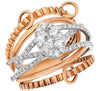 ESTATE .88CT DIAMOND 18KT WHITE & ROSE GOLD CLUSTER OVAL INFINITY LOVE KNOT RING