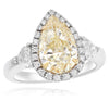 3.81CT WHITE & FANCY YELLOW DIAMOND 18KT WHITE GOLD & PLATINUM ENGAGEMENT RING
