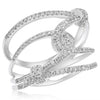 ESTATE WIDE .58CT DIAMOND 14KT WHITE GOLD 3D MULTI ROW LOVE KNOT FUN RING