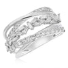.90CT DIAMOND 14KT WHITE GOLD ROUND & BAGUETTE MULTI ROW CRISS CROSS LOVE RING