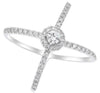 .63CT DIAMOND 14KT WHITE GOLD 3D CLASSIC SOLITAIRE HALO CRISS CROSS LOVE RING