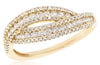WIDE .61CT DIAMOND 14KT YELLOW GOLD 3D MULTI ROW CRISS CROSS LOVE KNOT FUN RING