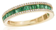 .98CT DIAMOND & AAA EMERALD 18KT YELLOW GOLD ROUND AND SQUARE ANNIVERSARY RING