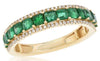 1.22CT DIAMOND & AAA EMERALD 14KT YELLOW GOLD ROUND AND SQUARE ANNIVERSARY RING