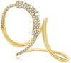 WIDE .30CT DIAMOND 18KT YELLOW GOLD MULTI FLOWER JOURNEY CRISS CROSS LOVE RING