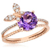 ESTATE 2.76CT DIAMOND & AAA AMETHYST 14KT ROSE GOLD 3D BUTTERFLY LOVE RING