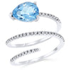 2.47CT DIAMOND & AAA BLUE TOPAZ 14KT WHITE GOLD 3D PEAR SHAPE & ROUND SNAKE RING
