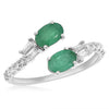 ESTATE 1.26CT DIAMOND & AAA EMERALD 14KT WHITE GOLD OVAL CRISS CROSS SNAKE RING