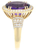 ESTATE LARGE 6.59CT DIAMOND & AAA AMETHYST 14K YELLOW GOLD 3D OVAL HALO FUN RING