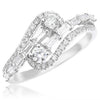 ESTATE .83CT DIAMOND 14KT WHITE GOLD 3D ROUND & BAGUETTE LOVE KNOT INFINITY RING