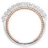 ESTATE 1.38CT DIAMOND 14K WHITE & ROSE GOLD 3 ROW SEMI ETERNITY ANNIVERSARY RING