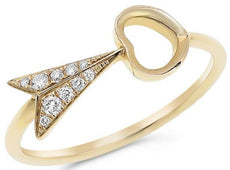 ESTATE .08CT DIAMOND 14KT YELLOW GOLD 3D ARROW TO YOUR HEART LOVE RING
