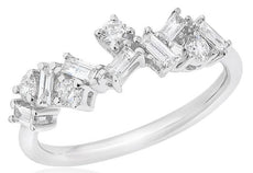 ESTATE .54CT DIAMOND 18KT WHITE GOLD 3D CRISS CROSS WEDDING ANNIVERSARY RING
