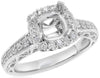 .63CT DIAMOND 18KT WHITE GOLD 3D SQUARE HALO CLASSIC SEMI MOUNT ENGAGEMENT RING