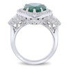 LARGE 8.0CT DIAMOND & AAA EMERALD 18KT WHITE GOLD 3D PEAR SHAPE ENGAGEMENT RING