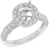 LARGE .94CT DIAMOND 18KT WHITE GOLD 3D 4 PRONG ROUND SEMI MOUNT ENGAGEMENT RING
