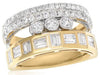 WIDE 1.19CT DIAMOND 18KT 2 TONE GOLD 3D ROUND & BAGUETTE 3 STONE FLOATING RING
