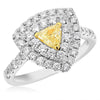 1.29CT WHITE & FANCY YELLOW DIAMOND 14KT TWO TONE GOLD TRILLION ENGAGEMENT RING