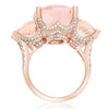LARGE 17.64CT DIAMOND & AAA MORGANITE 14KT ROSE GOLD 3D THREE STONE OVAL RING