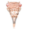 LARGE 17.64CT DIAMOND & AAA MORGANITE 14KT ROSE GOLD 3D THREE STONE OVAL RING