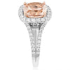 4.84CT DIAMOND & AAA MORGANITE 14KT WHITE & ROSE GOLD 3D CUSHION ENGAGEMENT RING