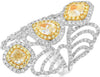 EXTRA LARGE 4.77CT WHITE & FANCY YELLOW DIAMOND 18K 2 TONE GOLD MULTI SHAPE RING