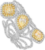 EXTRA LARGE 4.77CT WHITE & FANCY YELLOW DIAMOND 18K 2 TONE GOLD MULTI SHAPE RING