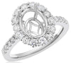 ESTATE 1.0CT DIAMOND 14KT WHITE GOLD 3D OVAL HALO SEMI MOUNT ENGAGEMENT RING