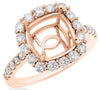 ESTATE .97CT DIAMOND 18KT ROSE GOLD 3D SQUARE HALO SEMI MOUNT ENGAGEMENT RING