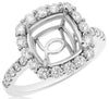 ESTATE .95CT DIAMOND 14KT WHITE GOLD 3D SQUARE HALO SEMI MOUNT ENGAGEMENT RING