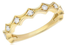 ESTATE .22CT DIAMOND 18KT YELLOW GOLD 3D V SHAPE 3/4TH ETERNITY ANNIVERSARY RING