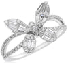 .80CT DIAMOND 18KT WHITE GOLD 3D ROUND AND BAGUETTE CLUSTER BUTTERFLY LOVE RING