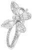 .80CT DIAMOND 18KT WHITE GOLD 3D ROUND AND BAGUETTE CLUSTER BUTTERFLY LOVE RING