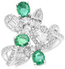2.34CT DIAMOND & AAA EMERALD 18KT WHITE GOLD ROUND & BAGUETTE MULTI SHAPE RING