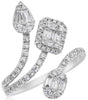.96CT DIAMOND 18KT WHITE GOLD 3D ROUND & BAGUETTE CLUSTER MULTI SHAPE FUN RING