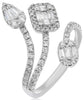 .96CT DIAMOND 18KT WHITE GOLD 3D ROUND & BAGUETTE CLUSTER MULTI SHAPE FUN RING